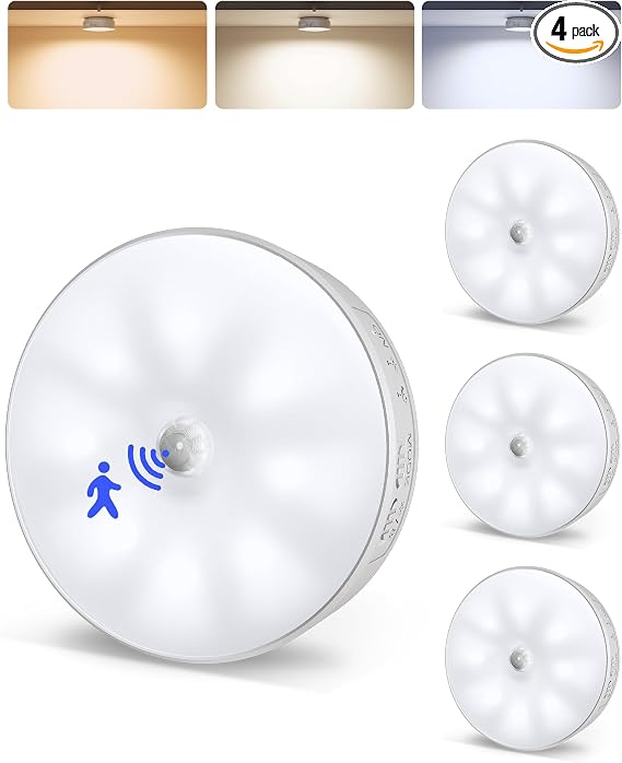 Motion Sensor Closet Lights – LED Puck Lights (Pack of 4)