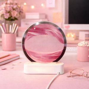 Round Sand Art LED Table Lamp Decorative Night Light (Color may vary)