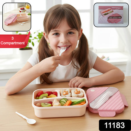 Plastic 3 Compartment Lunch Box For Kids