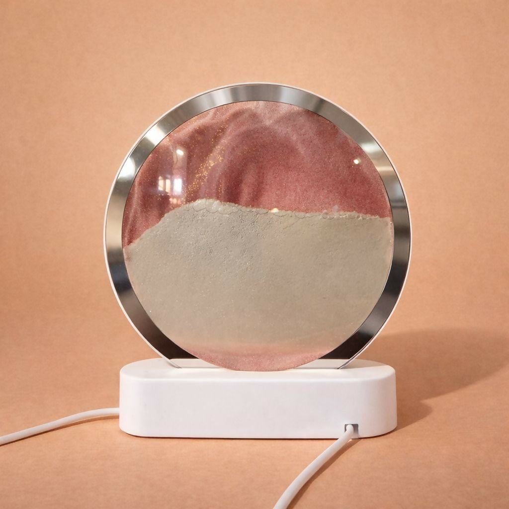 Round Sand Art LED Table Lamp Decorative Night Light (Color may vary)