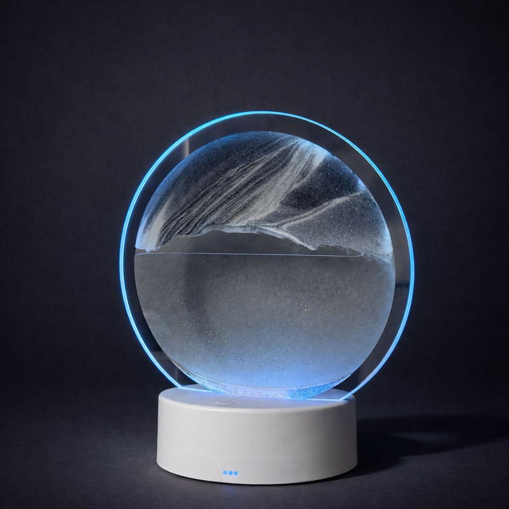 Round Sand Art LED Table Lamp Decorative Night Light (Color may vary)