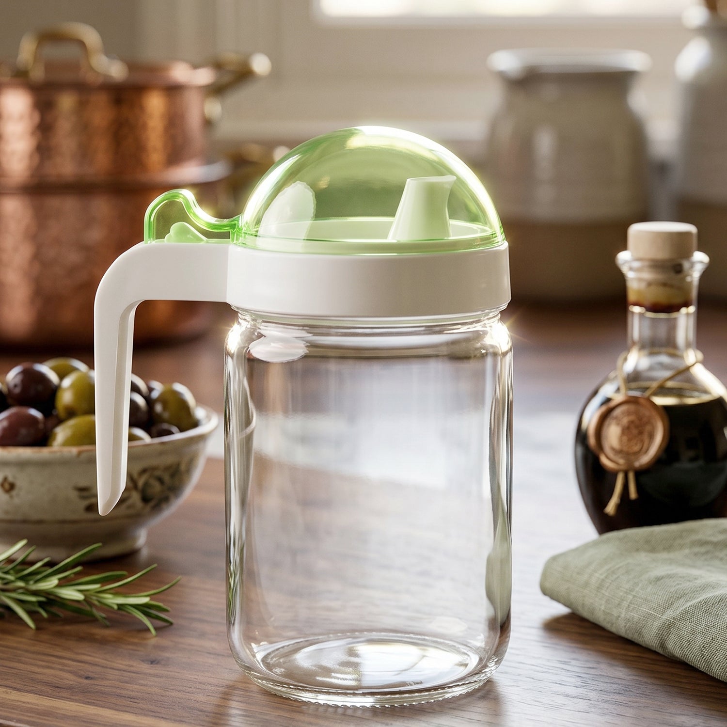 Glass Oil Bottle With Lid - 580ml Capacity Perfect For Oil