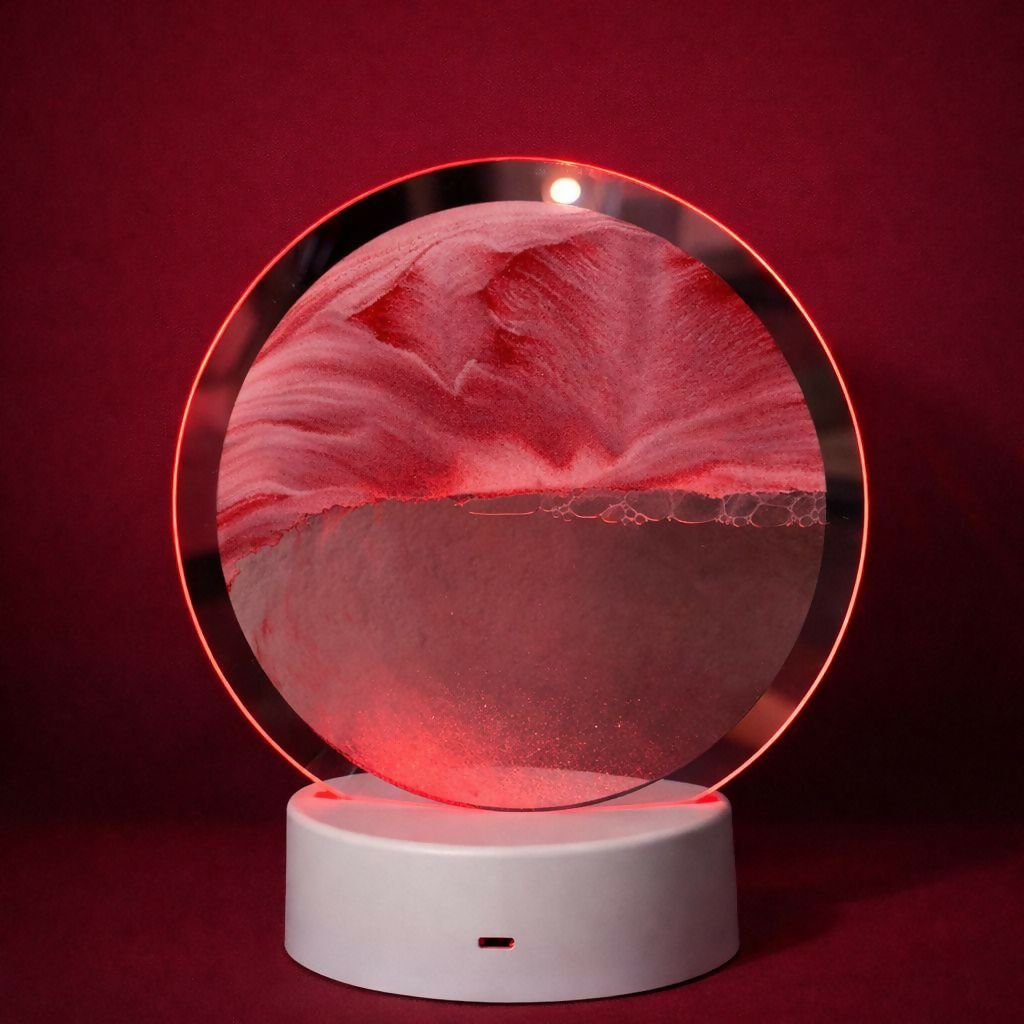 Round Sand Art LED Table Lamp Decorative Night Light (Color may vary)