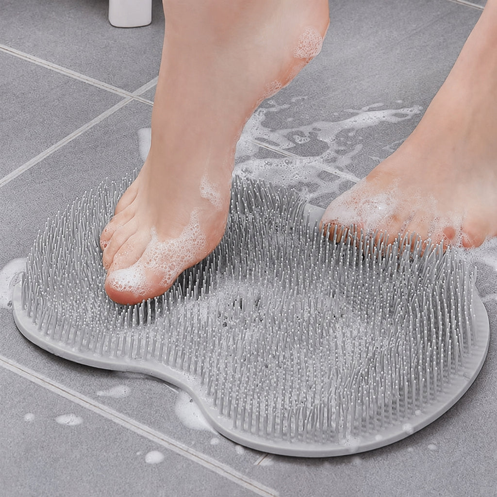 Silicone Bathroom Foot Cleaning Scrubber Mat (1 Pc 27x20 Cm)