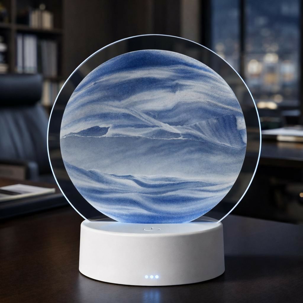 Round Sand Art LED Table Lamp Decorative Night Light (Color may vary)